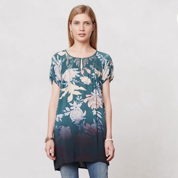 Anthropologie Edme & Esyllte XS Ombré Peony Tunic - Picture 1 of 6